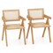 Costway Set of 2/4 Rattan Accent Chairs Mid Century Dining Armchair Bamboo Frame Kitchen Natural
